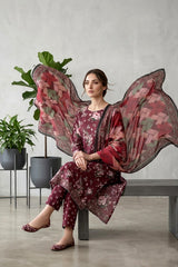 GRAPE PURPLE Premium Digital Lawn Suit with Digital Voile Dupatta 3pc Suit (Unstitched)