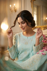 PASTEL MINT Supreme Lawn 3pc suit with Luxury Voile Dupatta