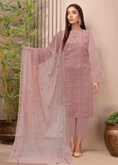 DARK TEA PINK PASTEL PEACH Chiffon Embroidered MOTIF 3Pc Suit (Unstitched)