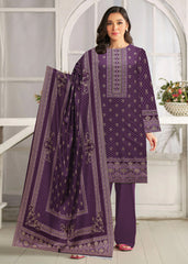 DEEP PURPLE 3Pc Premium Dhanak Printed Suits (Unstitched)