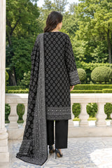 BLACK & WHITE Premium Classic Lawn 3pc Suit with Light Weight Voile Dupatta (Unstitched)