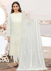 OFF WHITE Chiffon Embroidered 3Pc Suit (Unstitched)