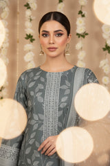 DARK SLATE GRAY 3Pc Premium Dhanak Printed Suits (Unstitched)