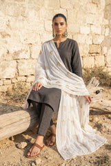 EMBROIDERED LAWN BORING LEHRIA WITH SEQUINS WORK SHAWL