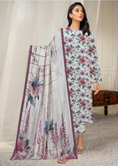BASE OFF WHITE WITH MULTI PRINT 3pc Premium Doria linen suit with linen dupatta (Unstitched)