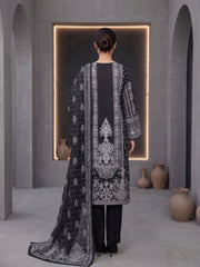 BLACK & WHITE Premium Classic Lawn 3pc Suit with Luxury Voile Dupatta (Unstitched)