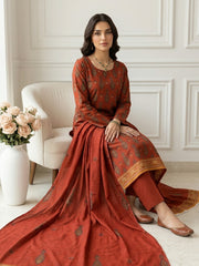 FALU RED Supreme Lawn 3pc suit with Luxury Voile Dupatta