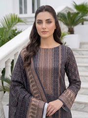 BLACK & LIGHT TAUPE Premium Classic Lawn 3pc Suit with Light Weight Voile Dupatta (Unstitched)