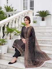 BLACK, DARK & LIGHT BEIGE Premium Classic Lawn 3pc Suit with Light Weight Voile Dupatta (Unstitched)