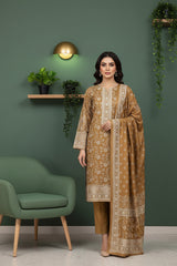 PEANUT BROWN 3Pc Premium Dhanak Printed Suits (Unstitched)