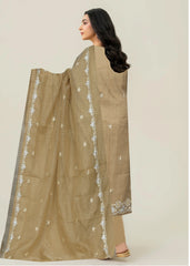 DULL GOLD KHAADI Embroidered with Beads, Sequence and Handwork 3Pc Suit (Unstitched)
