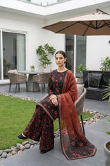BLACK & FALU RED Digital Printed Premium Lawn Full suit with Fancy Diamond Dupatta 3pc(Unstitched)