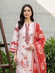 PASTEL PINK WITH MULTI PRINT Premium Classic Lawn Printed Suit with Light Weight Fancy Voile Dupatta 3pc (Unstitched)