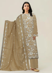 DULL GOLD KHAADI Embroidered with Beads, Sequence and Handwork 3Pc Suit (Unstitched)