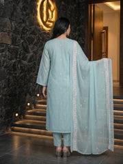 LIGHT GREEN Chiffon Embroidered 3Pc Suit (Unstitched)