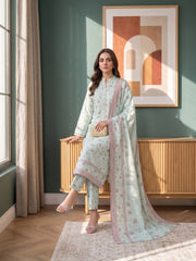 BABY BLUE WITH MULTI DIGITAL PRINTED PREMIUM LAWN SUIT WITH FINE LAWN DUPATTA 3Pc (Unstitched)