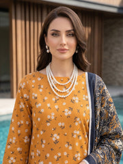 SUNSHINE & BLUE PRINTED LAWN SUIT WITH VOILE DUPATTA 3Pc (Unstitched)