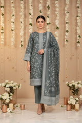 DARK SLATE GRAY 3Pc Premium Dhanak Printed Suits (Unstitched)