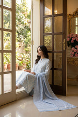PASTEL ICE & LIGHT BLUE Supreme Lawn 3pc suit with Luxury Voile Dupatta