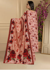 BLUSHING PEACH & RED 3pc Premium linen suit with linen dupatta (Unstitched)