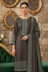 KHAKI BROWN 3Pc Premium Dhanak Printed Suits (Unstitched)