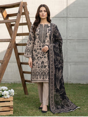 ASH & BLACK Printed Premium Lawn Suit with Voile Dupatta 3pc (Unstitched)