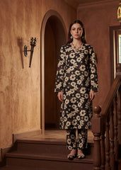 BLACK, SEPIA BROWN & CREAM Premium Doria Lawn 2pc (Unstitched)