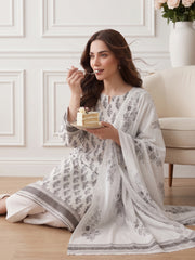 CROME GRAY Supreme Lawn 3pc suit with Luxury Voile Dupatta