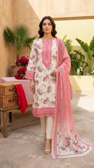 SHADES OF PEACH WITH MULTI PRINT Premium Swiss Voile 3Pc Printed Suit (Unstitched)