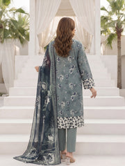 SHALE GREEN & BLUE Digital Printed 3Pc suit with Luxury Voile Dupatta(Unstitched)