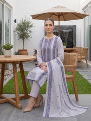 SMOKEY GREY Chiffon Embroidered 3Pc Suit (Unstitched)
