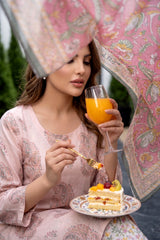 PINK WITH MULTI Premium Digital Lawn Suit with Digital Voile Dupatta 3pc Suit (Unstitched)