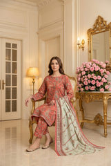 MULBERRY & LIGHT MINT GREEN MOTIFF Digital Printed Premium Lawn 3pc Suit (Unstitched)