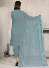 PASTEL TURQUOISE Chiffon Embroidered 3Pc Suit (Unstitched)