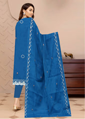 ROYAL BLUE ORGANZA Embroidered with Beads & Sequence 3Pc Suit (Unstitched)
