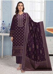 EGG PLANT PURPLE 3Pc Premium Dhanak Printed Suits (Unstitched)