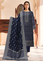MIDNIGHT BLUE 3Pc Premium Dhanak Printed Suits (Unstitched)