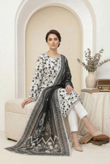 WHITE & BLACK Printed Premium Lawn 3pc Suit (Unstitched)