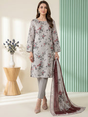 BRANDON BEIGE WITH MULTI Digital Printed Premium Lawn with Light weight Voile Dupatta 3pc Suit (Unstitched)