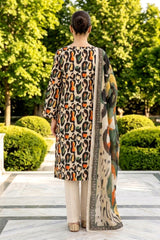 MULTI FLORAL Digital Printed 3Pc suit with Luxury Voile Dupatta(Unstitched)