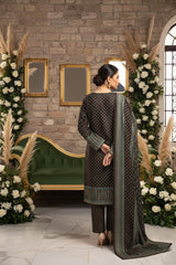 KHAKI BROWN 3Pc Premium Dhanak Printed Suits (Unstitched)