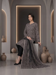 ROYAL BEIGE WITH BLACK Premium Classic Lawn 3pc Suit with Luxury Voile Dupatta (Unstitched)