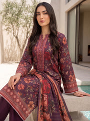 MATTE PURPLE WITH MULTI Premium Classic Lawn 3pc Suit with Light Weight Voile Dupatta (Unstitched)