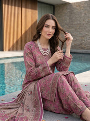 ROYAL FUCHSIA, BROWN WITH MULTI PRINTED LAWN SUIT WITH VOILE DUPATTA 3Pc (Unstitched)