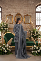 SLATE GREY 3Pc Premium Dhanak Printed Suits (Unstitched)