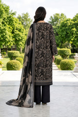 BLACK & KHAKI Premium Classic Lawn 3pc Suit with Light Weight Voile Dupatta (Unstitched)
