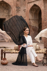 BLACK PREMIUM QUALITY LAWN CHICKAN SUPREME SHAWL