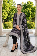 BLACK & WHITE Premium Classic Lawn 3pc Suit with Light Weight Voile Dupatta (Unstitched)