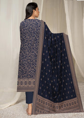 NAVY BLUE & BEIGE 3pc Premium linen suit with linen dupatta (Unstitched)