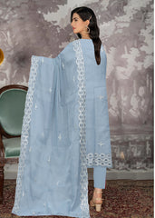 ICE BLUE ORGANZA Embroidered with Sequence, Beads and Handwork 3Pc Suit (Unstitched)
